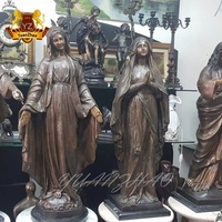 Décoration d'église personnalisée Religieux catholique Notre-Dame de Marie Sculpture en métal laiton Statue de Vierge Marie en bronze grandeur nature