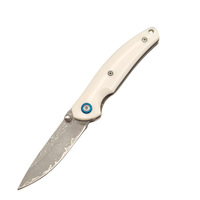 Couteau pliant de poche Portable en acier damas Camping Pêche Couteau de poche extérieur