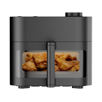 Friteuse intelligente 6 en 1 avec panier en céramique antiadhésif de 8 pintes, fenêtre d'affichage, écran tactile numérique, température maximale de 450 ° F pour une cuisson rapide