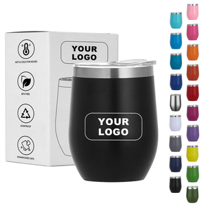 Gobelet à <span class=keywords><strong>vin</strong></span> classique en acier inoxydable de 12 oz avec logo personnalisé, double paroi, isolé sous vide, tasse à café avec couvercle, cadeau - Product Image 1