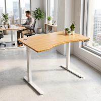 Bureau en bambou, bureau debout, table électrique réglable en hauteur, plateau en bambou, plateau écologique, ensemble complet de bureau