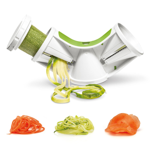 Spiraliseur <span class=keywords><strong>manuel</strong></span> <span class=keywords><strong>de</strong></span> <span class=keywords><strong>cuisine</strong></span> multifonctionnel pour légumes et fruits, trancheuse à spaghetti et pâtes <span class=keywords><strong>de</strong></span> courgette, lames en acier inoxydable - Product Image 1