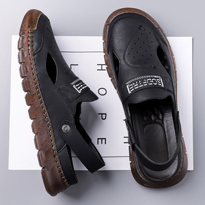 Sandalias Mules para Hombre, Verano, Aire Libre, Casuales, Playa, Suela de Goma, Color Caqui/Negro, Talla 48, Hechas a Mano - Product Image 2