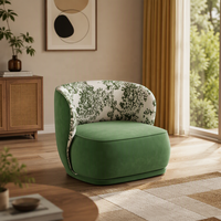 Fauteuil vintage de style français du milieu du siècle, design sans accoudoirs, revêtement en tissu, coussin en mousse haute densité et résiliente, pour salon