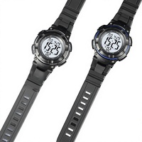 Jam Tangan Digital Pria Jam Tangan Olahraga Luar Ruangan Pelajar Tahan Air 50 Meter LED Akrilik Bercahaya Dial 46Mm Daya Tahan Baterai 3 Tahun