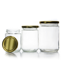 Bocal en Verre Rond 100ml 240ml 350ml 500ml 750ml 980ml avec Couvercle Métallique pour Miel, Confiture, Cornichons