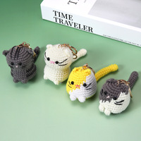 Porte-clés en crochet de coton, adorable chaton mini-amigurumi fait main au design anime, pour sac à main ou sac à dos