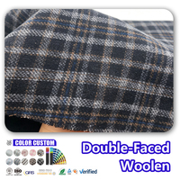 Tissu en laine double face à motif tartan, toucher doux, 695 GSM, 50% laine polyester, pour manteau, chaussures, sac