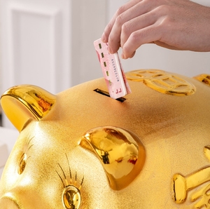 All'ingrosso golden pig moneta di risparmio in contanti grande piccolo salvadanaio d'oro per i soldi cinese nuovo anno in ceramica personalizzato grande maiale carino logo - Product Image 6