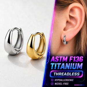 Clicker Ear Hoop ASTM F136 Titanium Daily Wear Piercing Jewelry 18K Gold Plated Hypoallergenic Small Chunky Huggie Hoop <strong>Earrings</strong> - Product Image 1