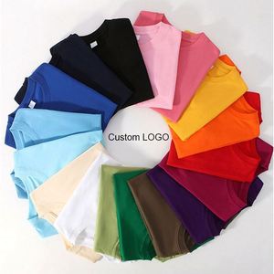Design Factory Wholesale Men's T-Shirts 300G Pure Cotton Custom Logo Solid Color Half Short <b>Sleeved</b> Long Knitted T-Shirt - Product Image 2