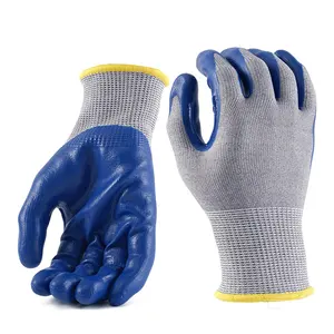 18 Gauge Fiber Double Tungsten Liner ANSI A9 Anti Cut Mechanic Smooth Nitrile Palm Coated Work Safety Hand Protective Glove