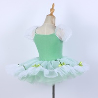 Robe de ballet en velours vert menthe avec bordure de paillettes, tenue de danse lyrique pour petite fille, costume de danse de scène avec strass