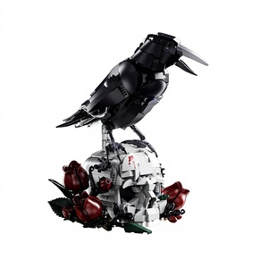 33138 Blocs de construction mécaniques en plastique foncé, Oiseau corbeau, <span class=keywords><strong>Livre</strong></span> squelette magique, Rose, à assembler soi-même, Ornements gothiques, Jouets, Transfrontalier - Product Image 1