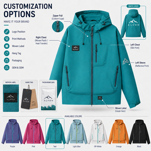 Wholesale Custom Soft Shell Jacket Waterproof Windproof Hooded Outdoor <b>Coat</b> For Company Uniform Team Sports And Travel - Product Image 1