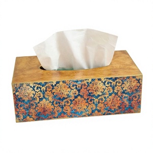 Oriental Floral Tissue Box <b>Black</b> Gold Trim Decorative <b>Napkin</b> Holder for Home Bathroom Living Room - Product Image 6