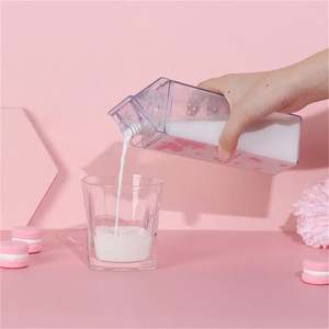 Custom Logo Transparent Acrylic <b>Milk</b> <b>Box</b> 500Ml/1000Ml Reusable Square Plastic <b>Milk</b> Carton Direct Drinking Bottle for for Parties - Product Image 2