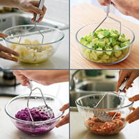 Aardappelstamper, Aardappelpuree-stamper, Roestvrijstalen Stamper Keukenhulp voor Avocado, Bonen, Fruit, Groenten, Eten