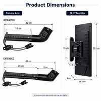 Sistema de Espejos Laterales Electrónicos AHD con Pantalla de 12.3 Pulgadas, Detección de Punto Ciego con IA, Kit de Cámara CMS, Soporte Extensible para Camiones y Autobuses