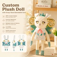 Adorable Poupée en Peluche Fille Corne de Bœuf, Douce et Moelleuse, avec Bracelet Slap et Oreilles, Jouets en Peluche Personnalisés, Fabricant OEM ODM, Cadeau