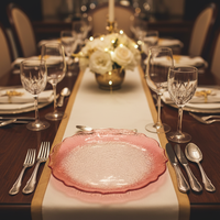 Premium-Qualität 13-Zoll Luxus PP Kunststoff Transparenter Hochzeitsteller mit Anpassbarem Muster Langlebig Wiederverwendbar für Hochzeit Geburtstag