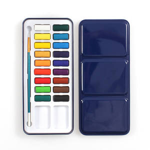 Hot Selling 12 18 24 Kleuren Aquarel Verf Set Blauwe Ijzeren Doos Met Oem Verpakking - Product Image 4