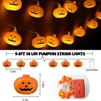 Lumières 3D imperméables à piles en forme de citrouille orange, 2 modes d'éclairage (constamment allumé/clignotant), guirlande lumineuse citrouille d'Halloween