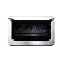 Boîtier de connectivité de table, argenté, 2 prises EU standard, 2 USB-A, 1 Type C, Cat6, HDMI, argenté