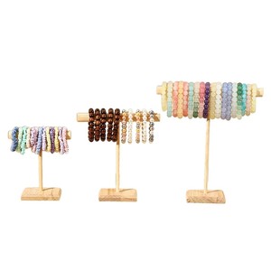 Wooden Bracelet Display Rack Jewelry Storage Stand <b>Desktop</b> Organizer For Bracelets Rings Necklaces Multi Layer Wood Color - Product Image 5