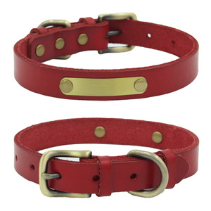 Luxury Leather Collar Copper Print Logo Pet Dog <strong>Cat</strong> Leash Collar <strong>Harness</strong> - Product Image 3