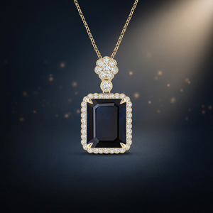 Colgante de Diamante Negro Natural de Corte Esmeralda de Lujo para Mujer, Regalo de Boda, Joyería de Moda, Oro 10K 14K 18K, Plata 925 935 - Product Image 1