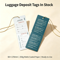 Étiquettes de bagages d'hôtel Shuoyin en stock, en carton blanc 250 g/m², personnalisables, disponibles en petites séries