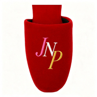 Chaussons d'intérieur en velours rouge doux et luxueux, unisexes, avec logo personnalisé brodé, pour la maison
