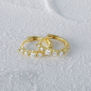 CANNER Simple S925 Silver Single <b>Row</b> of Different Sizes Zircon Earrings Fine Jewelry 18k Gold-Plated Wedding <b>Gift</b> Hoop Earrings - Product Image 2