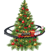 Train de Noël 3D assemblé en plastique ABS, avec lumières et musique, thème rétro, sur rail multiple, batterie au lithium, 14