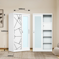 Lemari Baja Modern Canggih dengan Pintu Geser Pegangan Kokoh dan Pola Cetak, Kabinet Penyimpanan untuk Kamar Tidur & Ruang Tamu