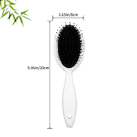 Brosse à cheveux à coussin d'air avec manche blanc, poils en nylon et en poils de sanglier pour le massage quotidien du cuir chevelu et le coiffage des cheveux