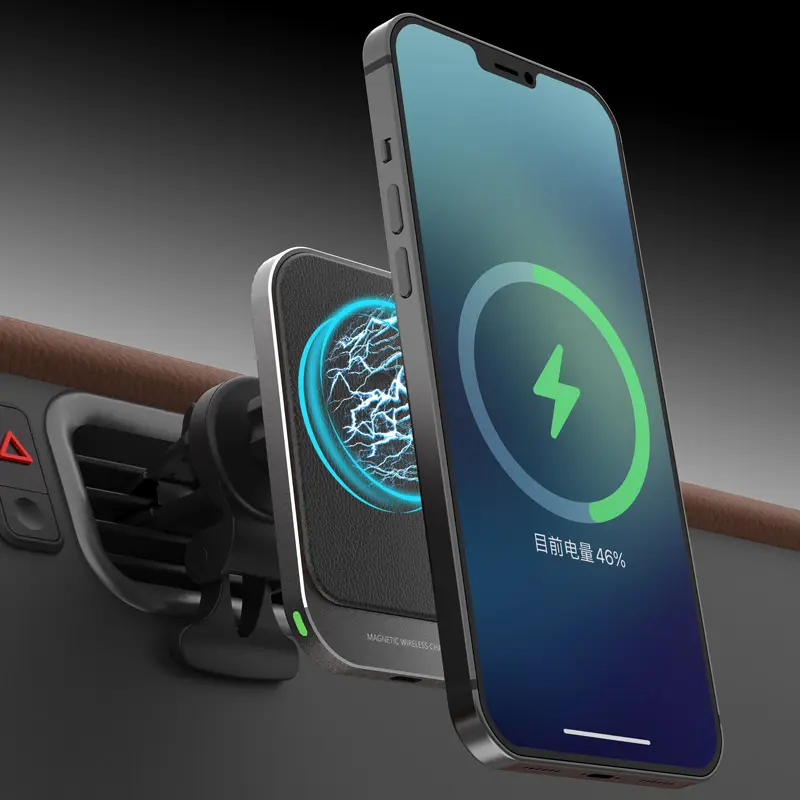 Amazon hot sales car wireless charger holder Automatic Clamping Magnetic Charger QI dual coil car mount For Iphone 12 13