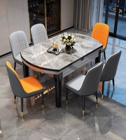Prix d'usine moderne Mobilier pour la maison Dîner en bois Salle à manger pour restaurant Table de cuisine en marbre avec ensemble de chaises