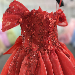 Vestido de Noche Formal de Princesa para Niñas Dy20253 con Apliques Florales de Lentejuelas, Cola de Capilla, para Boda, Eucaristía o Fiesta de Gala - Product Image 6
