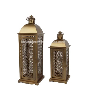 Classic Japanese Golden <strong>Tall</strong> Iron Handmade Eco-friendly Garden <strong>Lantern</strong> for Valentine's Day Home Decoration Set of 2 - Product Image 1