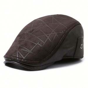 Boina de Cuero PU para Hombre, Gorro Plano de Invierno Cálido Estilo Ivy - Product Image 2