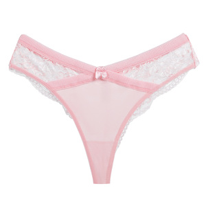 Slip Tanga Donna <span class=keywords><strong>in</strong></span> Pizzo Solido con Fiocco, Vita Morbida a Costine, Vita Bassa, Traspirante, Trasparente, Intimo ODM - Product Image 5