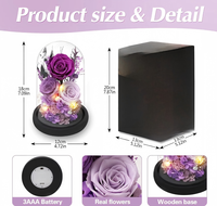 Roses éternelles sous cloche en verre avec LED, alimentées par piles, pour la table – Cadeaux pour la Fête des Mères, pour maman, épouse, petite amie, grand-mère, anniversaire