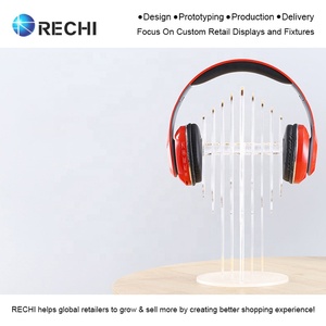 RECHI Custom Design and Manufacture Countertop Acrylic <strong>Headphone</strong> Display <strong>Stand</strong> Retail Merchandising Display Rack for <strong>Headphone</strong> - Product Image 3