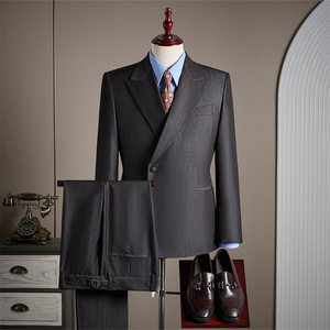 Ensemble de costume deux pièces haut de gamme pour homme, style décontracté et habillé, en faux denim mélangé laine, à simple boutonnage – Meilleure vente - Product Image 3