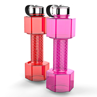 Bouteilles d'eau en forme d'haltères personnalisées avec logo, 710 ml, goulot étroit, transparentes, sans BPA, en plastique, pour le fitness