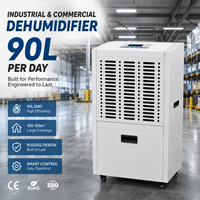 Dehumidifier Industri Portabel Berkinerja Tinggi 90L/Hari, Aliran Udara 1200m³/jam, Kebisingan Rendah, Defrost Otomatis, Layar Digital, Timer