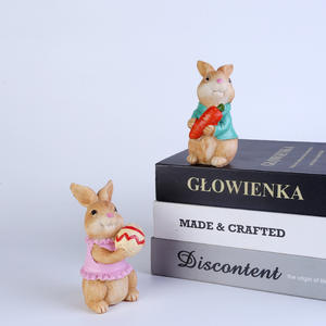 Figurines de Lapins de Pâques Peintes à la Main <span class=keywords><strong>en</strong></span> Résine (Lot de 2) – Collection Printemps Pâques - Product Image 1