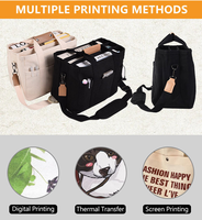 Sac fourre-tout en coton uni avec logo personnalisé, plusieurs poches, écologique, réutilisable pour les courses et l'usage quotidien